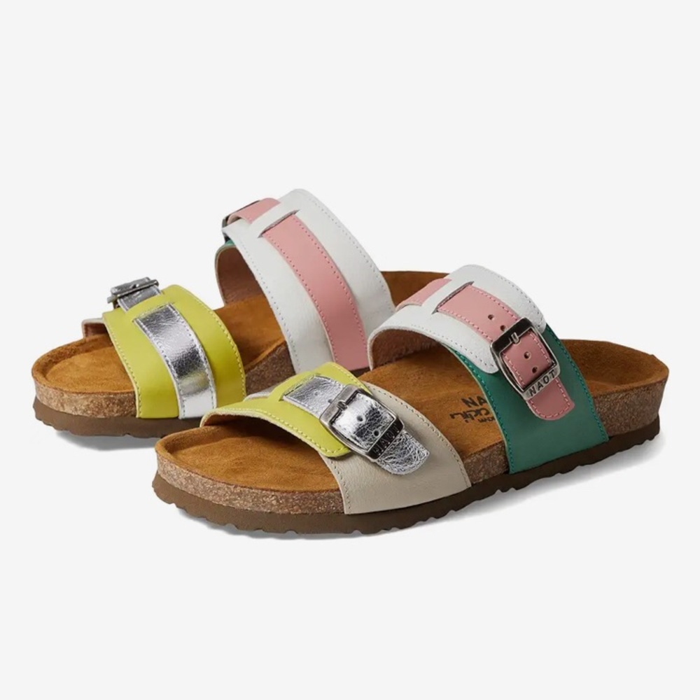 NAOT Santa Cruz Sandals Womens Leather Slip-On Open ToePink Cream 6.5 37 EU